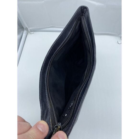 Woodward & Lothrop Black Genuine Leather Clutch Bag Italy Made Vintage 11 x 7 - Picture 4 of 9
